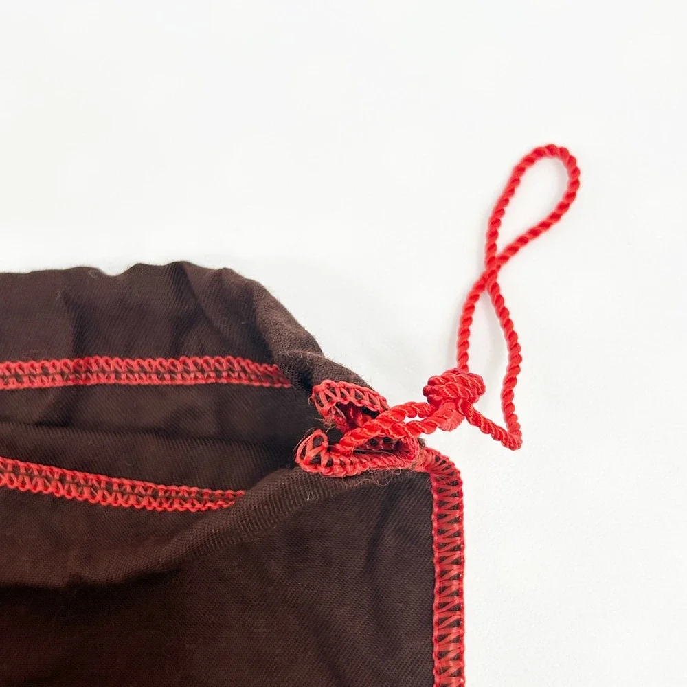 COACH Brown Drawstring Purse Handbag Dust Bag Pouch Red Trim 13